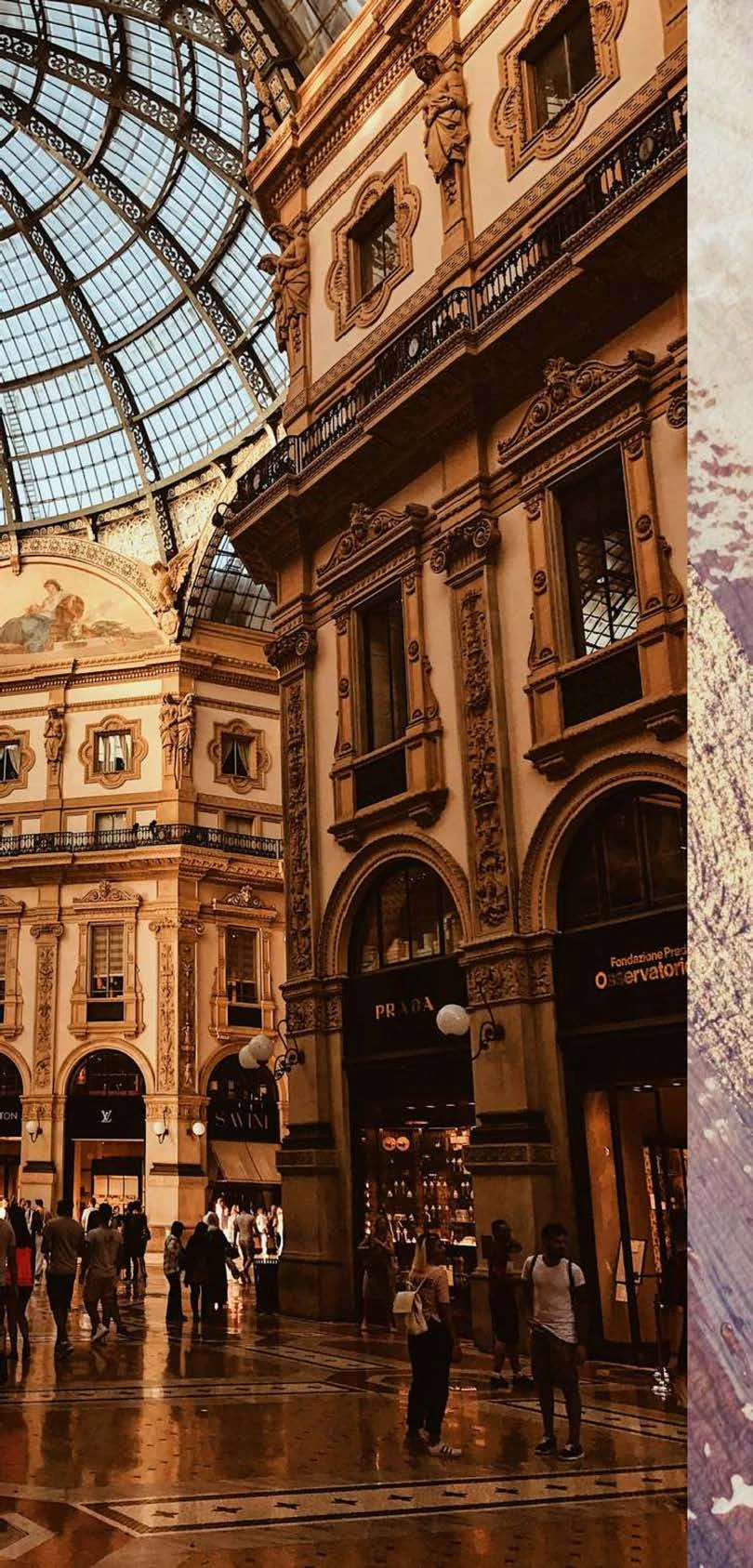 Dettaglio architettonico della Galleria Vittorio Emanuele II a Milano
